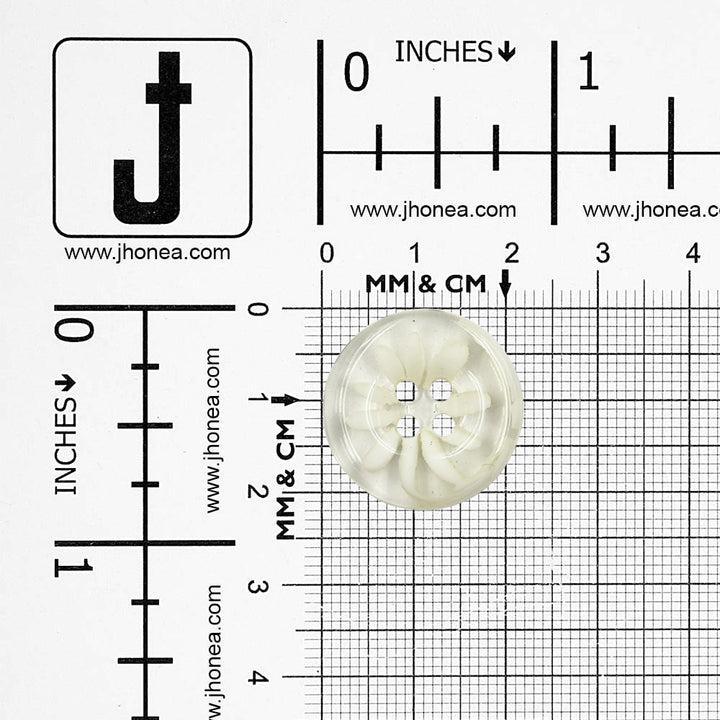 Stylish Transparent with White 4-Hole Polyester Button