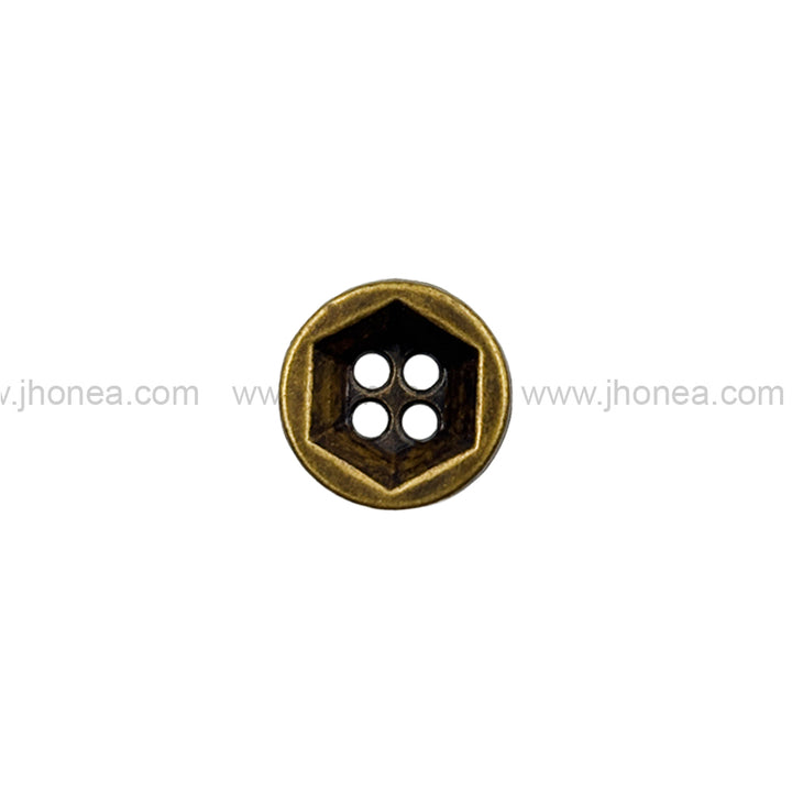 Solid Design Geometric Pattern 4-Hole Antique Brass Metal Shirt Buttons