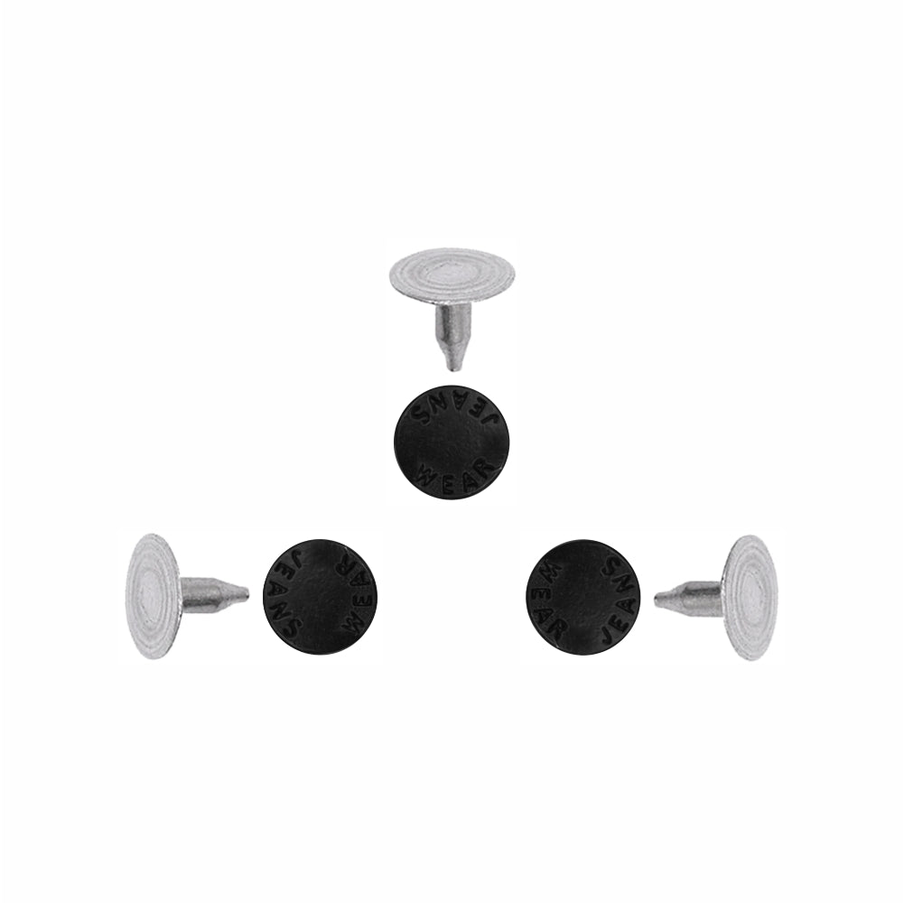 Round and simple rivet stud fasteners for jackets and jeans in matte black color