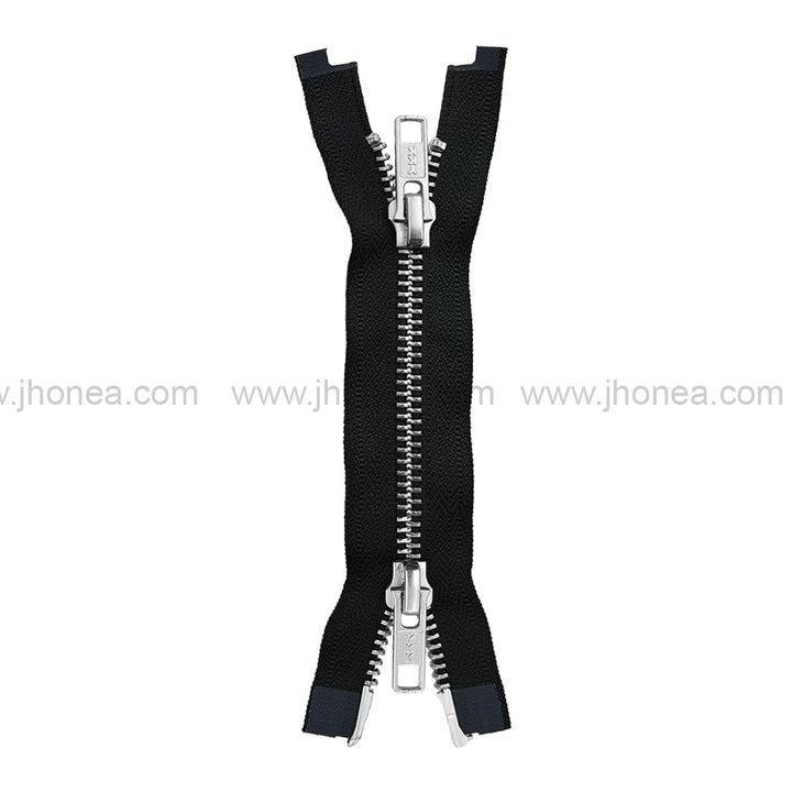 YKK #5 Silver Teeth Premium Two Way Metal Zipper for Jackets