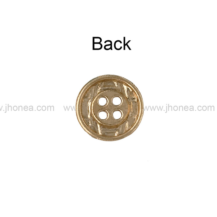 Engraved Design Round Shape 4-Hole Shirt Metal Buttons