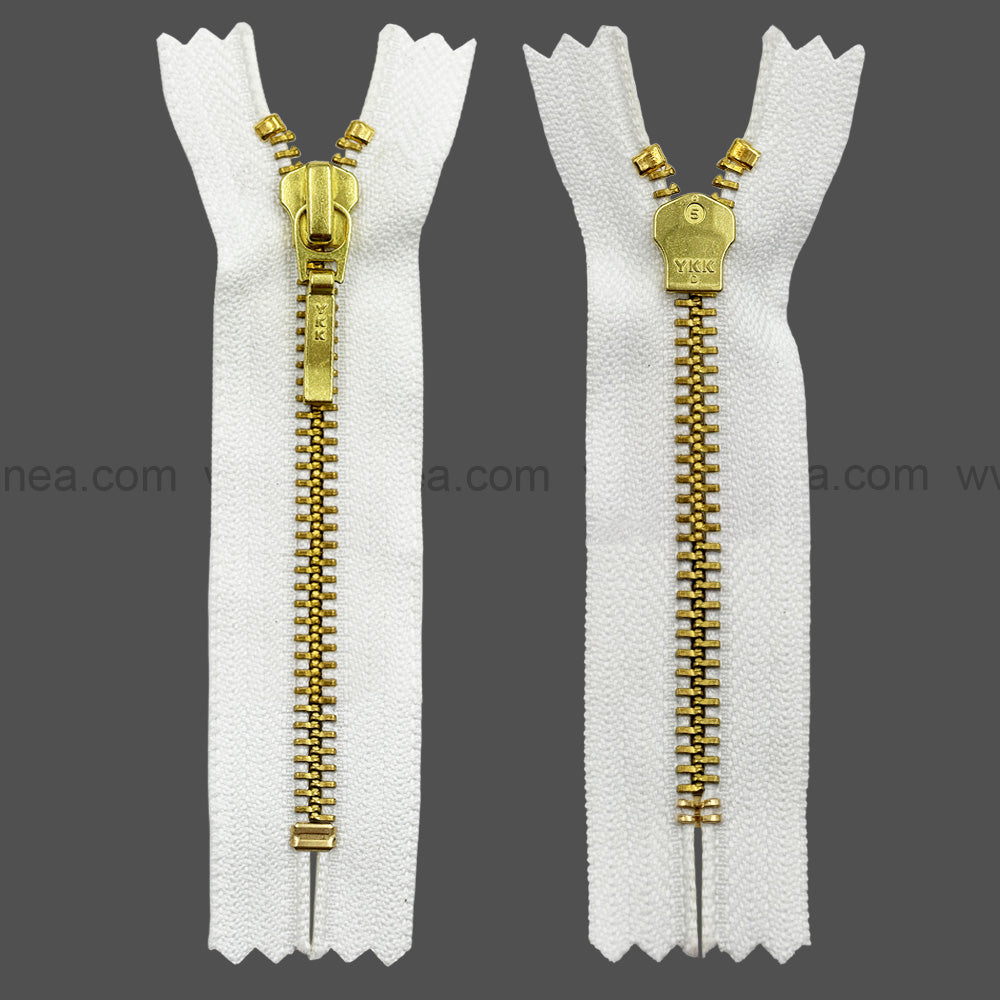 YKK- #5 Quality Designer Gold with Black/White YKK Metal Zipper for Jackets
