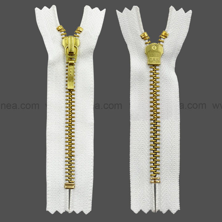 YKK- #5 Quality Designer Gold with Black/White YKK Metal Zipper for Jackets