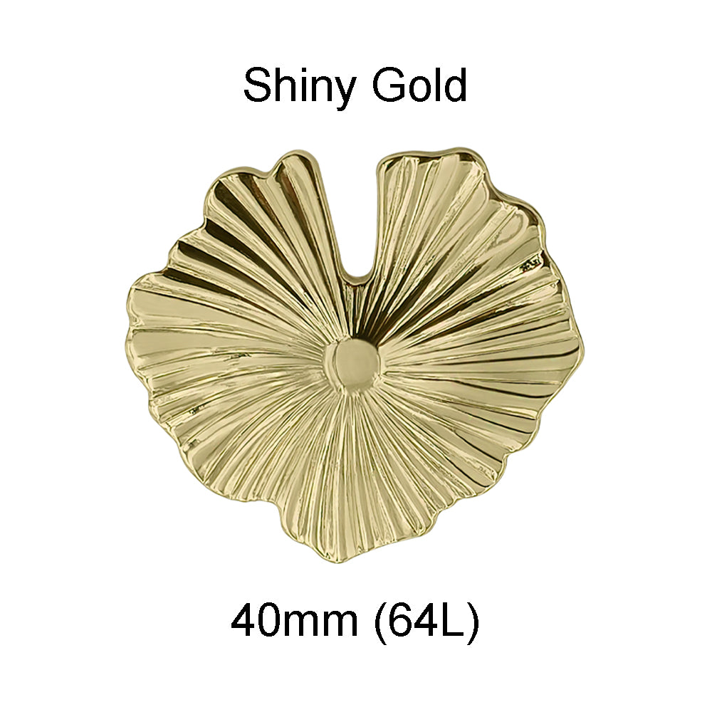 Premium Shiny Leaf Textured Metal Loop Button For Clothing