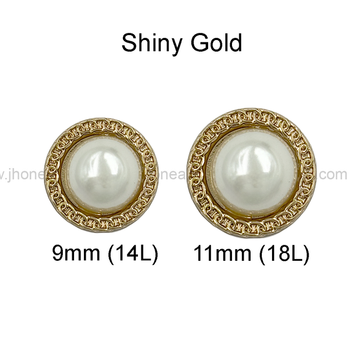 Round Shape with Chain-Like Design Rim Pearl Button