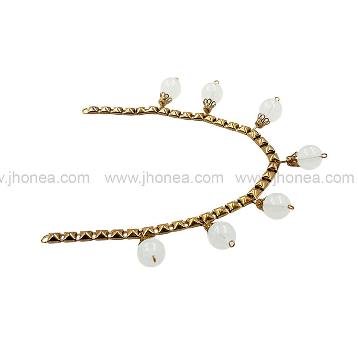 Beautiful Gold & White Beaded Decorative Necklace for Ethnic Wear