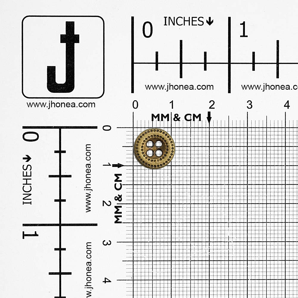 11mm Decorative 4-Hole Round Shape Metal Buttons