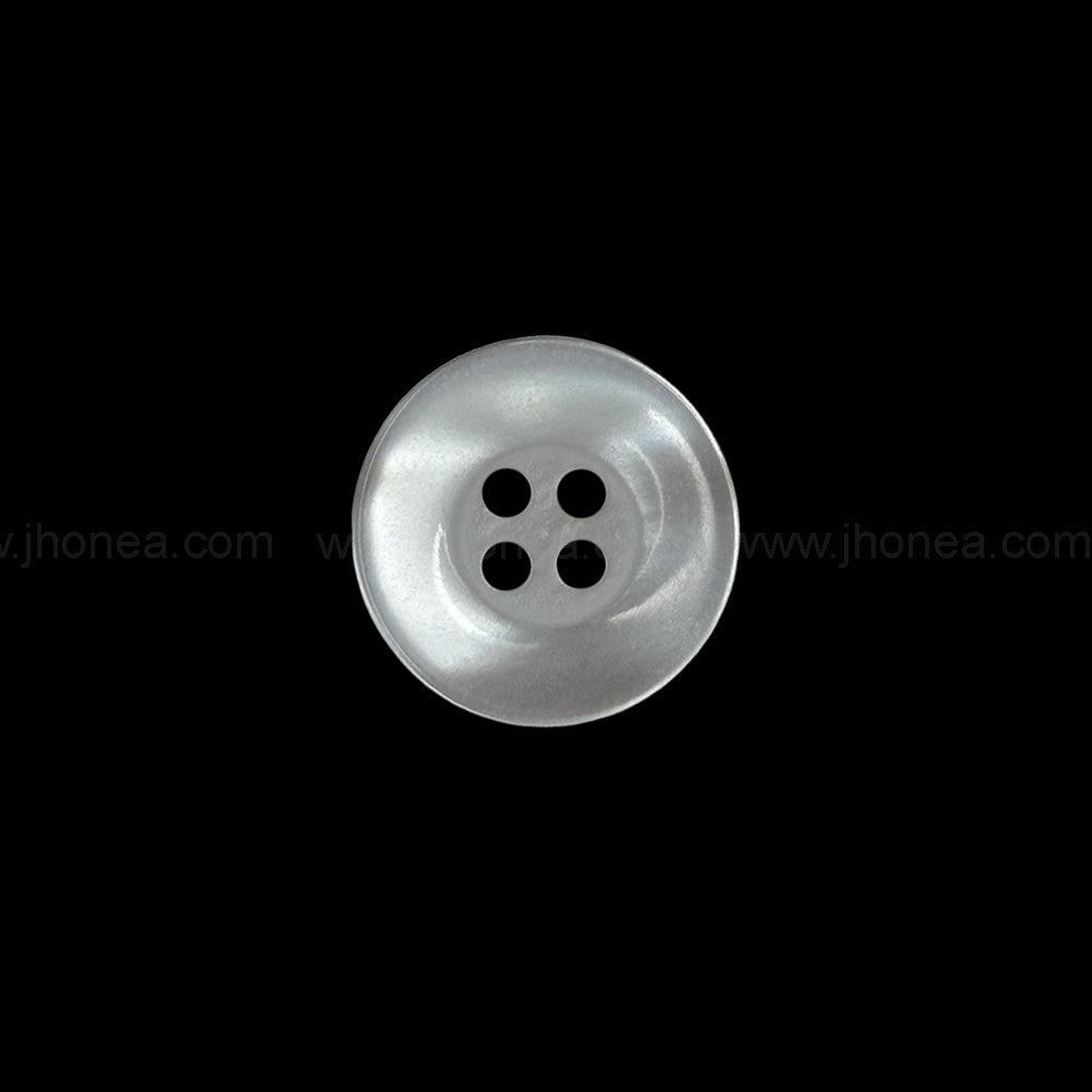Glossy 15mm (24L) Pearlescent White 4-Hole Polyester Button