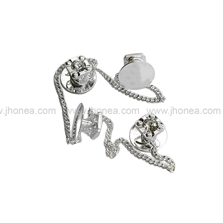 Sparkling Silver Square Shape Diamond Chain Hanging Buttons