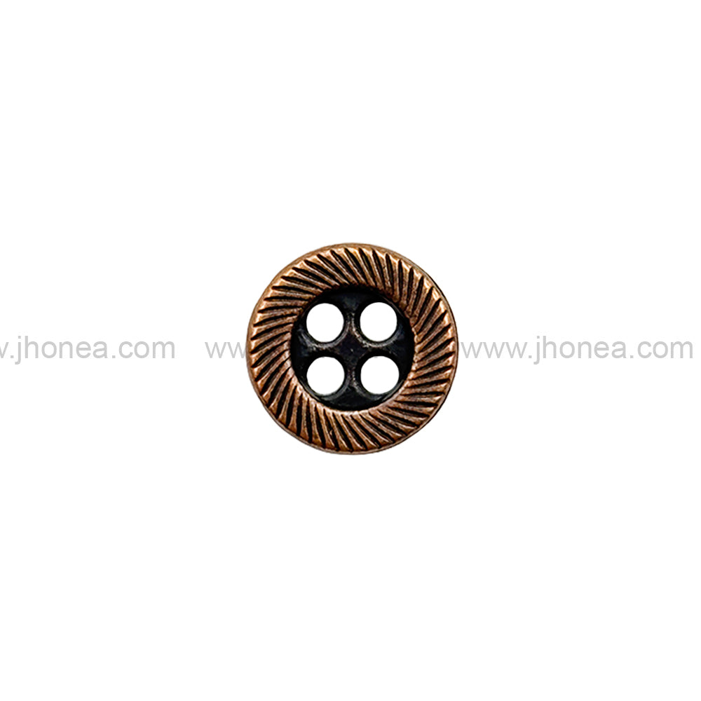 Rounded Rim Antique Copper 4-Hole Shirt/Kurta Metal Buttons