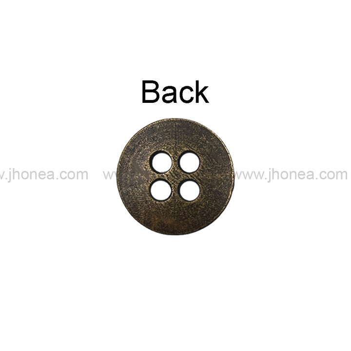 12mm(20L) Classic Antique Brass Finish 4-Hole Shirt/Kurta Metal Buttons