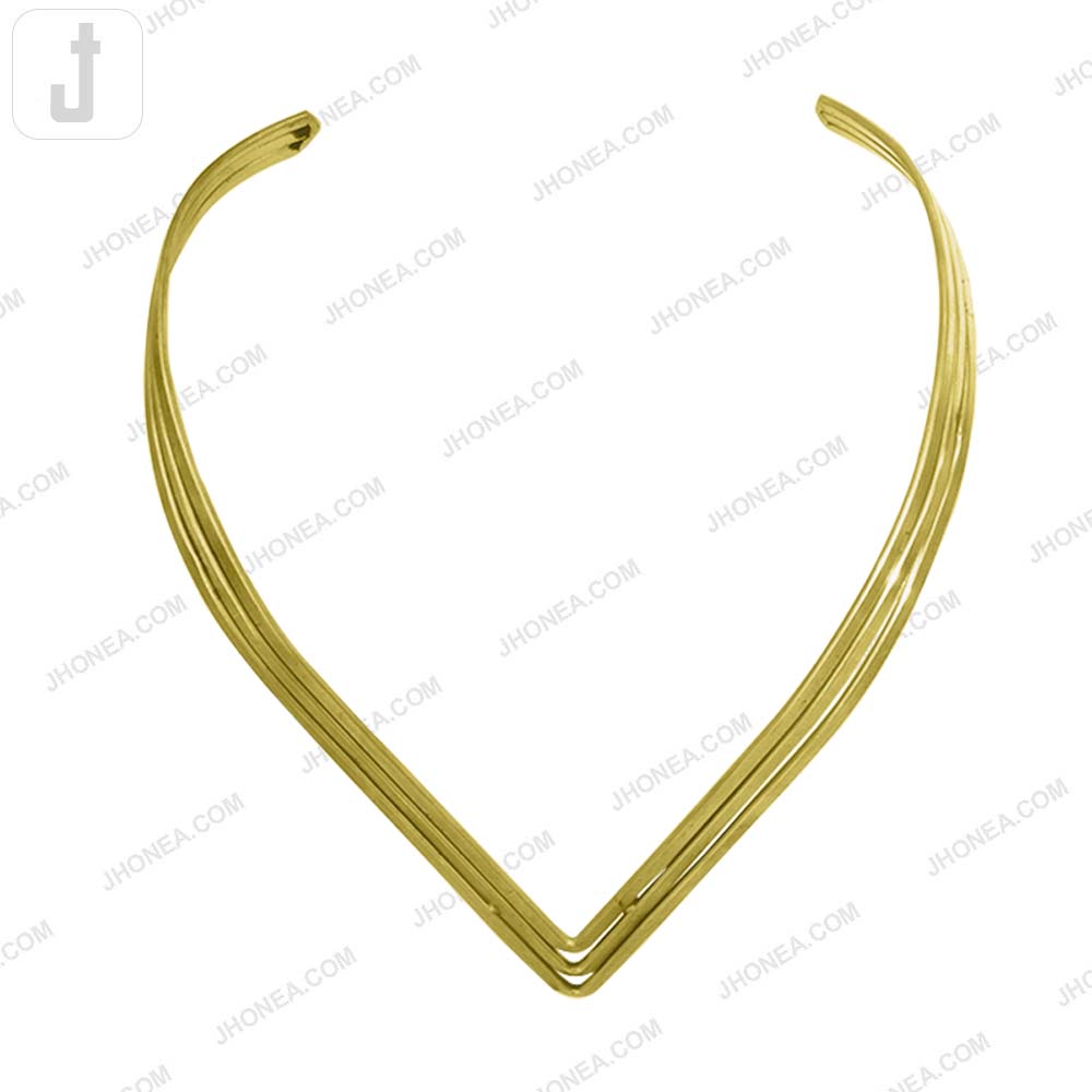 Elegant Geometric V-Shaped Brass Necklace Open Collar Choker for Women