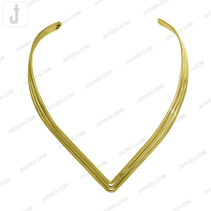 Elegant Geometric V-Shaped Brass Necklace Open Collar Choker for Women