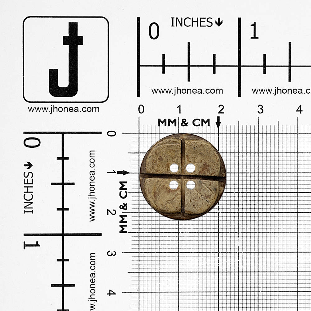 Natural Round 4-Hole Smooth Finish Coco Shell Buttons