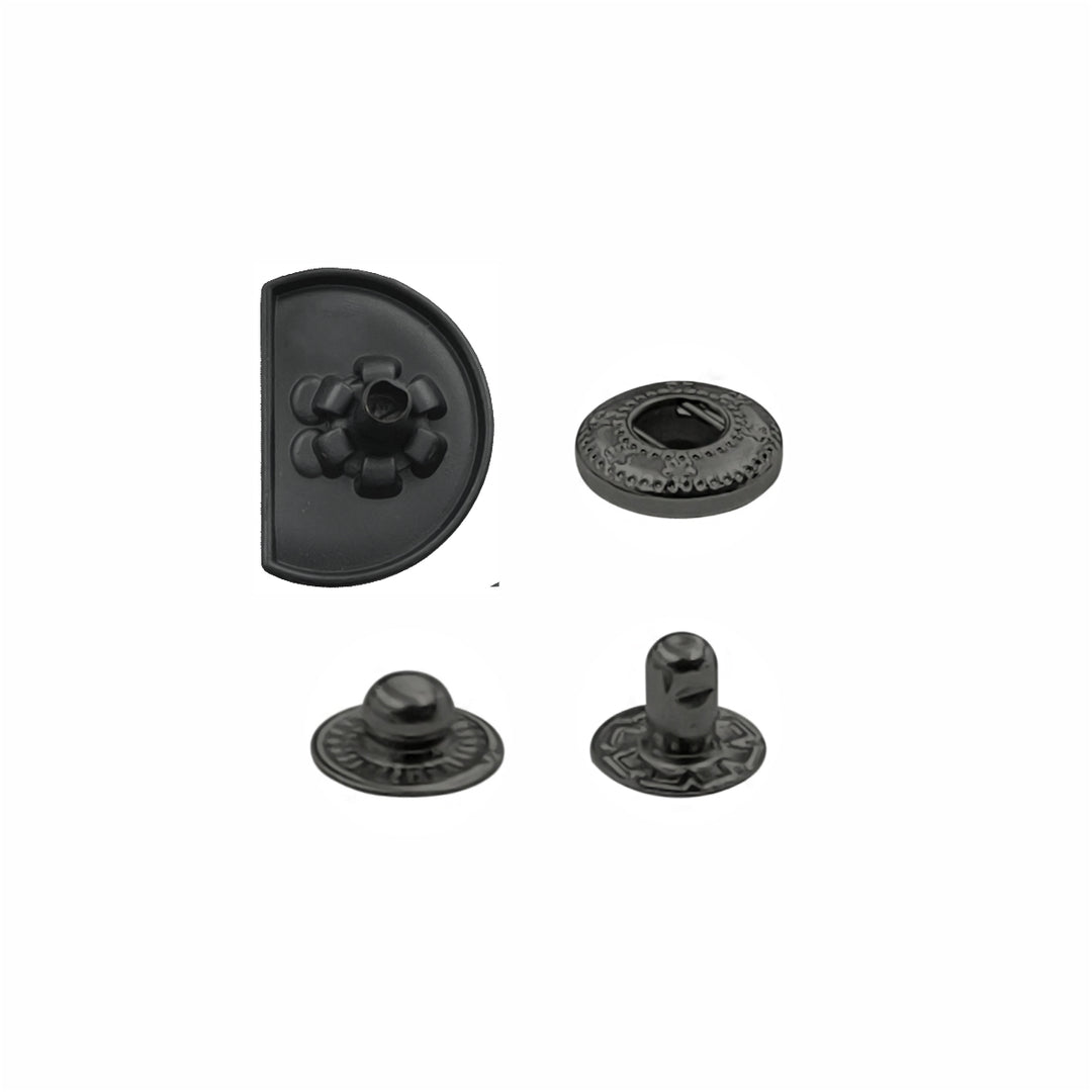Classic Black Metal 4 Part Snap Button Fasteners for Clothing/Bags/Leather