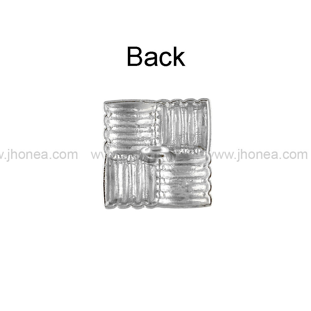 Eye-Catching Square Ribbed Design Shiny Finish Loop Shank Metal Button