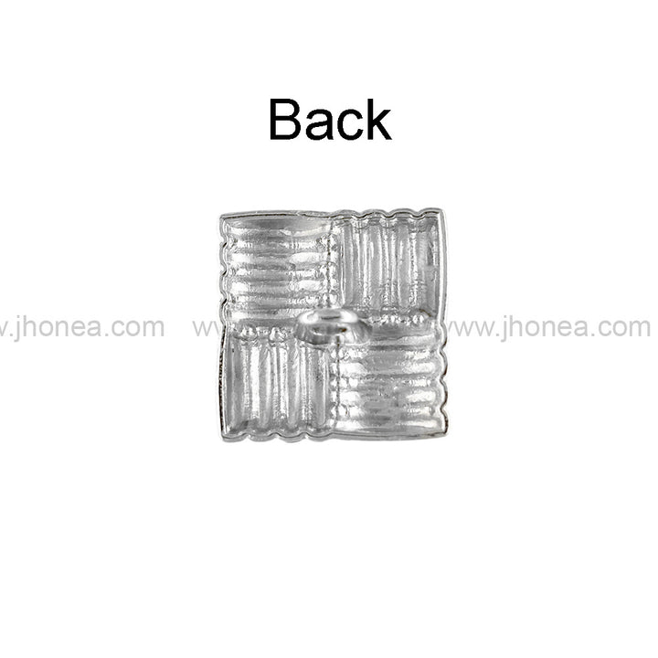 Eye-Catching Square Ribbed Design Shiny Finish Loop Shank Metal Button
