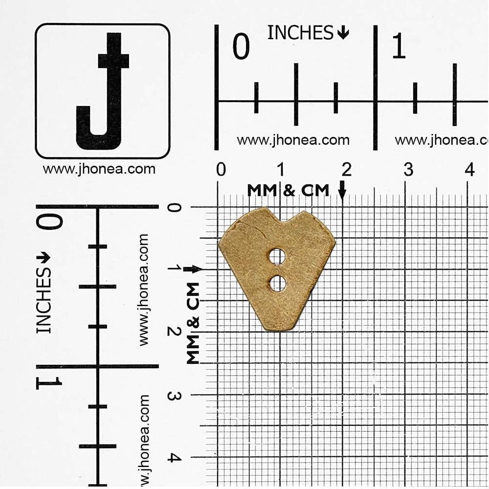Smooth Finish Heart Shape 2-Hole Natural Coco Buttons