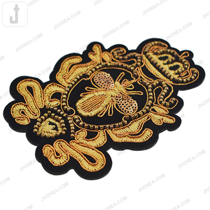 Bright Metallic Gold with Black Designer Blazer/Suit Patch