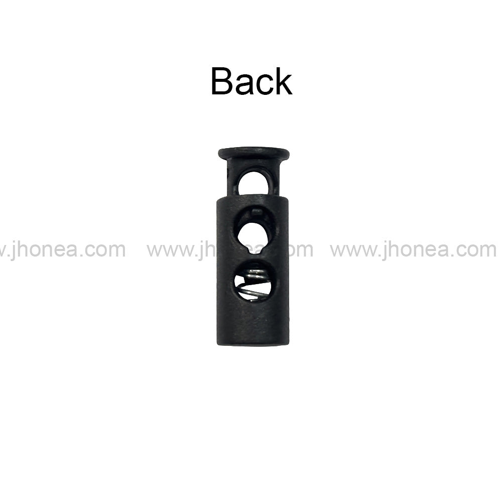 Matte Black Two-Hole Spring Plastic Cord Lock for Hoodies