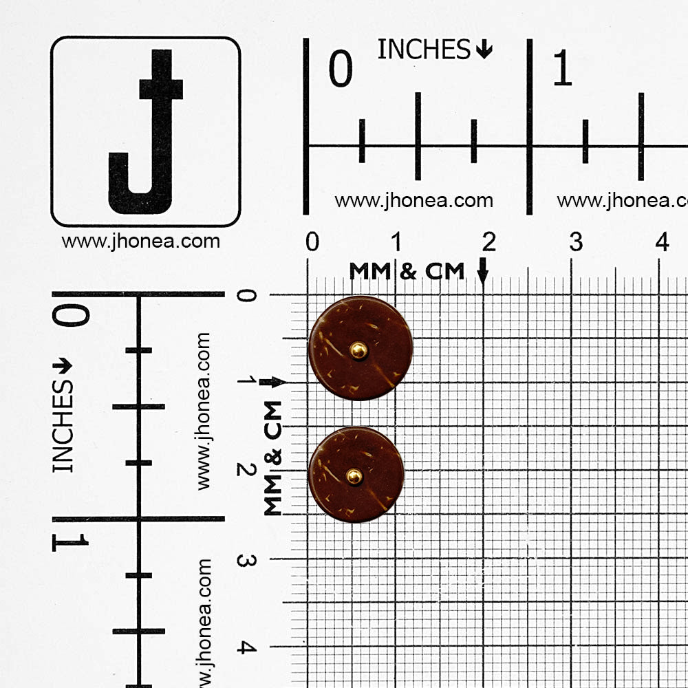 Classic Down Loop Coco Shell Button with Center Metal Dot Design