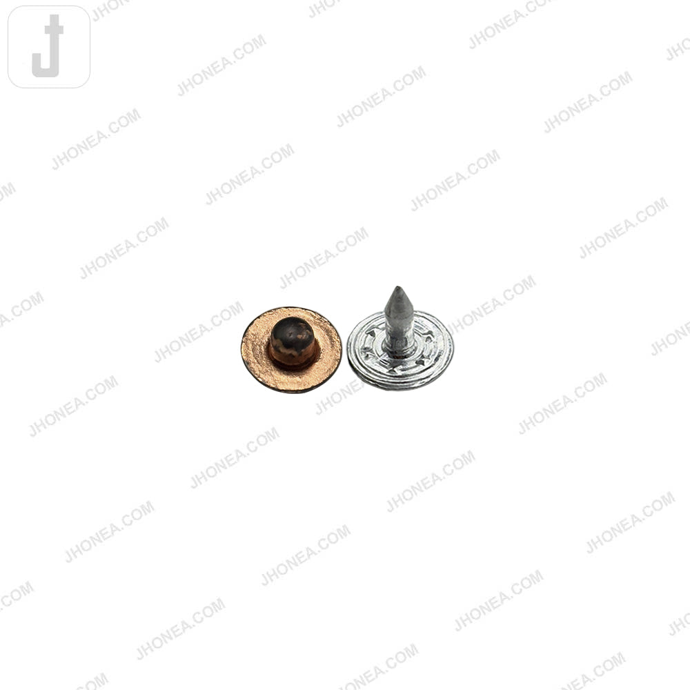 Antique copper brass rivet studs with aluminum nails for garment and leather accessories.