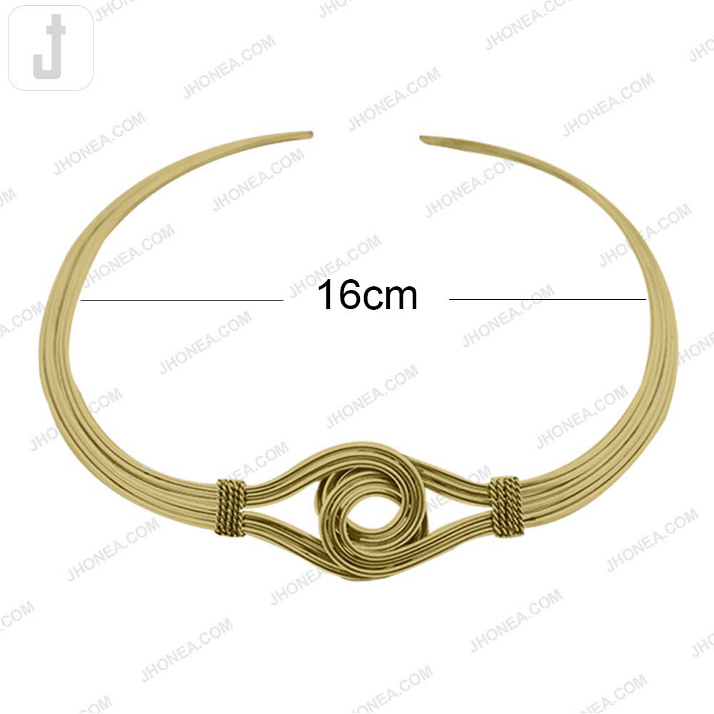 Elegant Open Collar Statement Spiral Torque Necklace