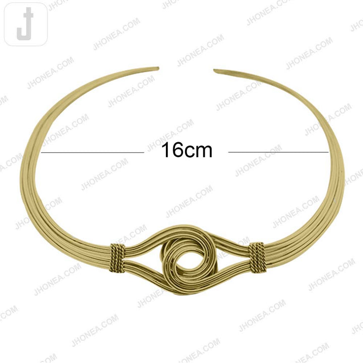 Elegant Open Collar Statement Spiral Torque Necklace