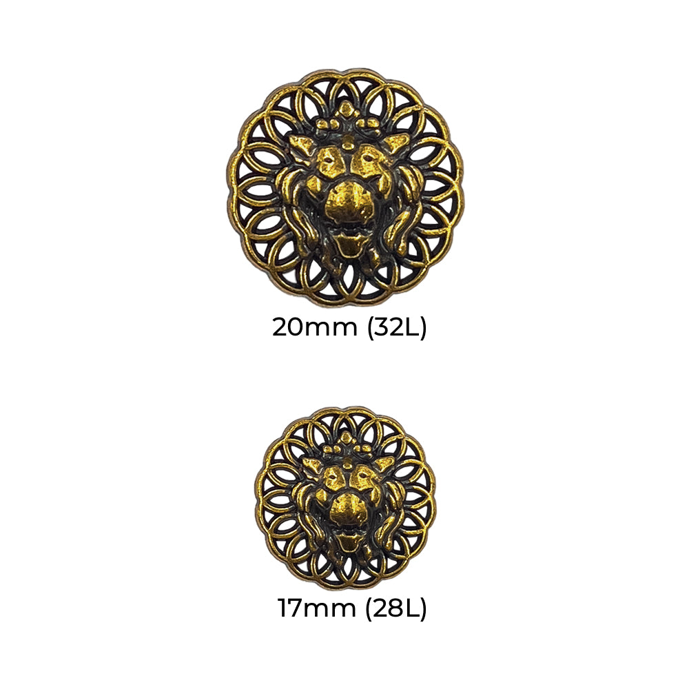 Premium Quality Vintage Antique Gold Lion Face Metal Buttons
