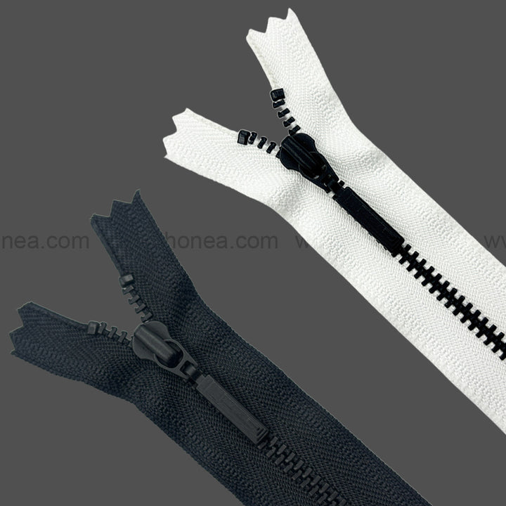Premium Quality #3 Number Matte Black Decorative YKK Metal Zipper for Hoodies & Jackets. With white and black tape.