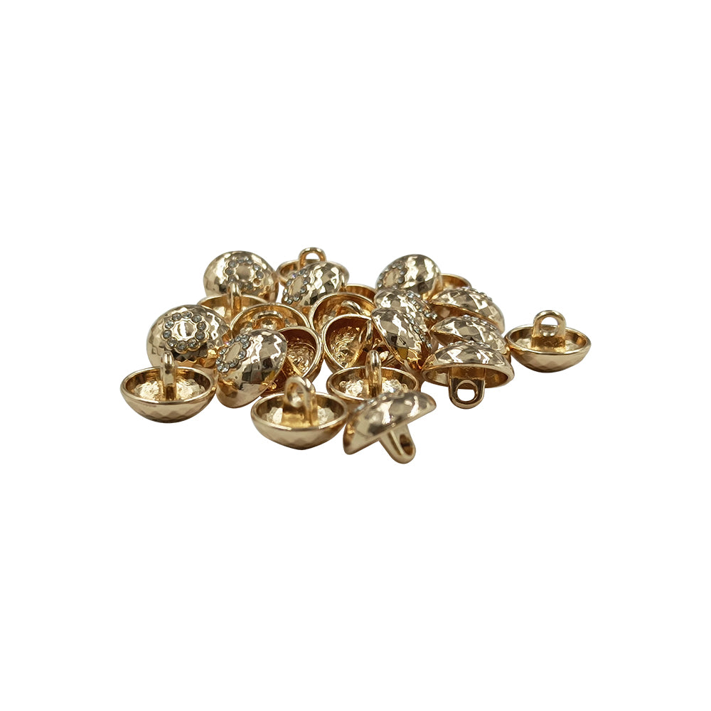 Shiny Gold Dome Shape Fancy Diamond Metal Buttons for Shirts/Kurtas