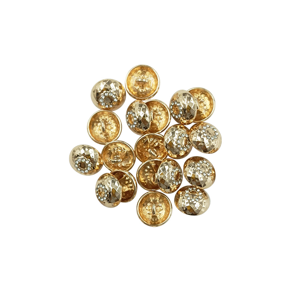 Shiny Gold Dome Shape Fancy Diamond Metal Buttons for Shirts/Kurtas