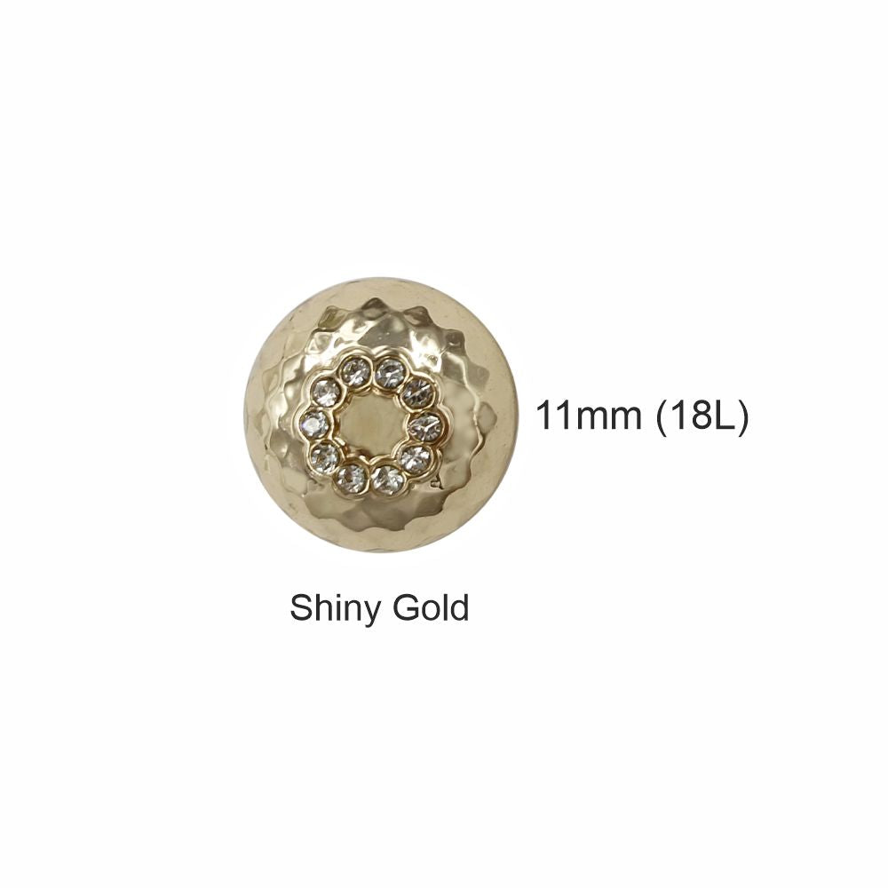 Shiny Gold Dome Shape Fancy Diamond Metal Buttons for Shirts/Kurtas