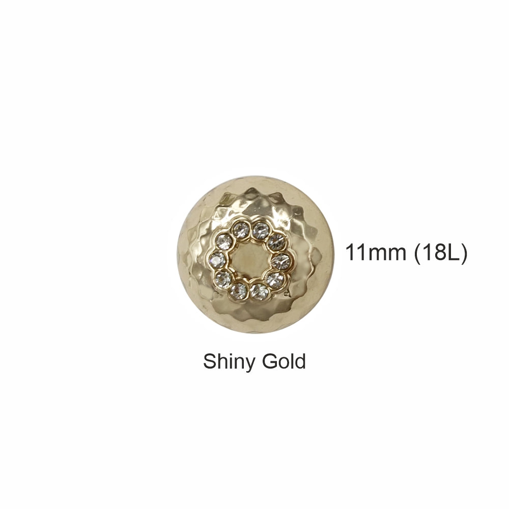 Shiny Gold Dome Shape Fancy Diamond Metal Buttons for Shirts/Kurtas