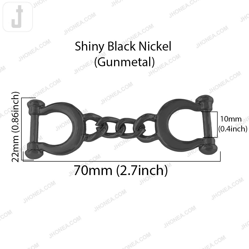 Stylish Shiny Finish Handcuffs Design Decorative Shoe Buckle