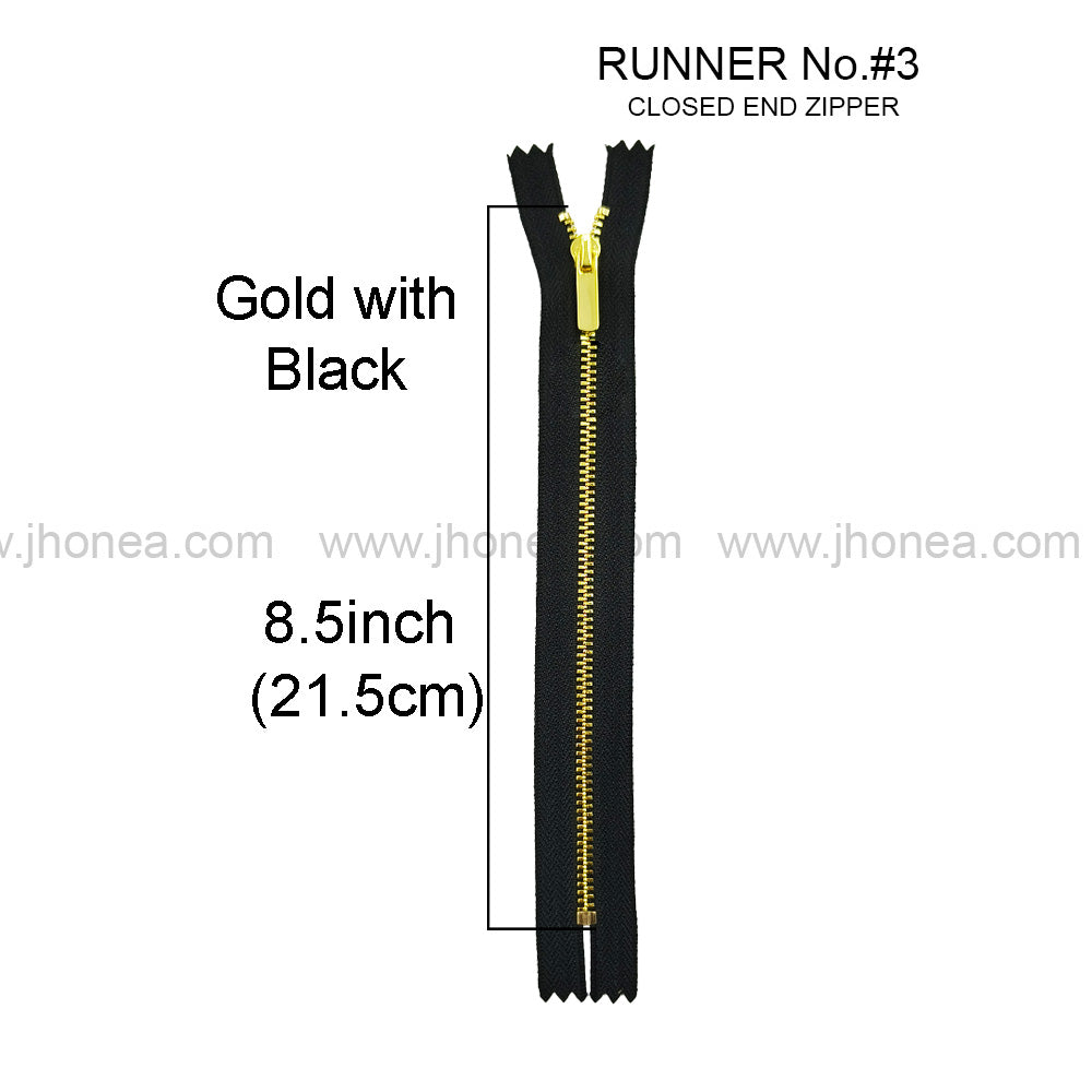 #3 Stylish Closed-End Zipper with Gold Finish Runner