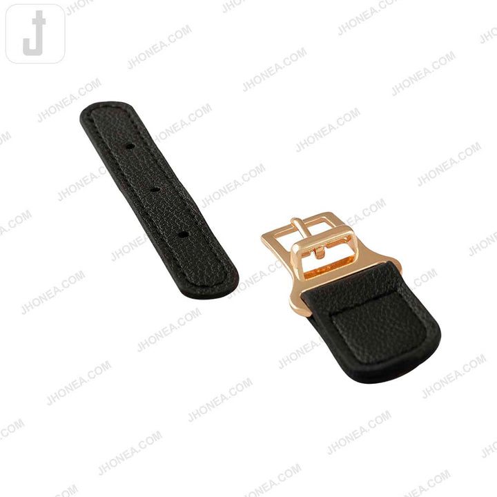 Fashionable Shiny Gold Buckle with Prong PU Belt