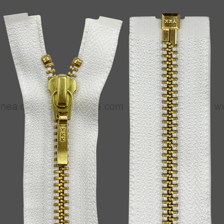 YKK- #5 Quality Designer Gold with Black/White YKK Metal Zipper for Jackets