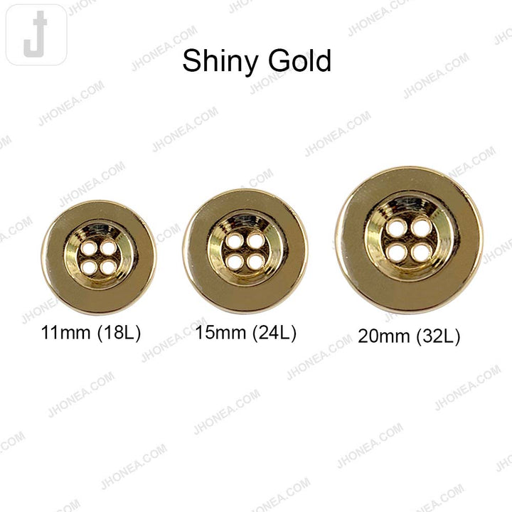 Premium Shiny Finish 4-Hole Hollow Metal Buttons for Jackets/Coats/Blazers