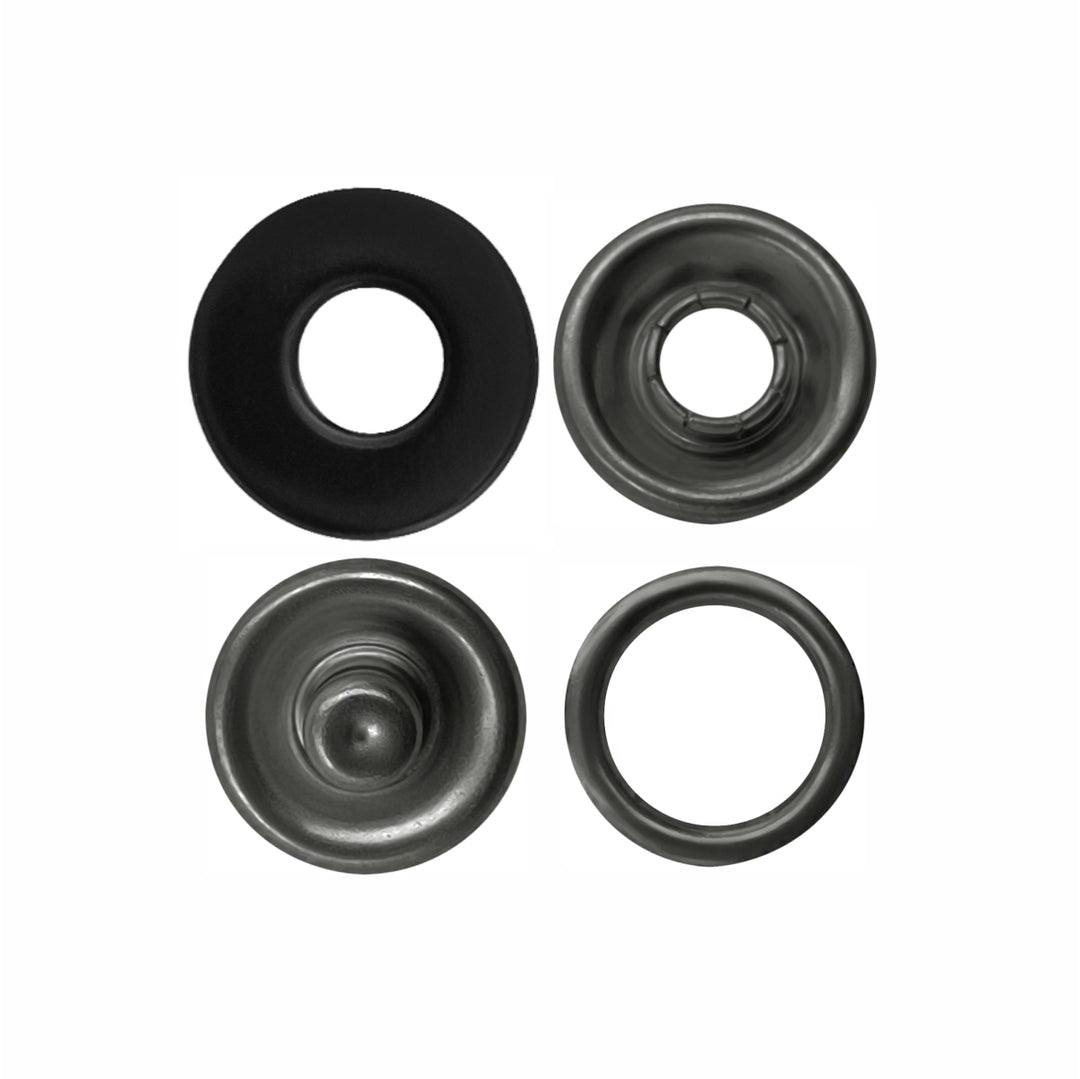 Matte Black with Gunmetal 4-Part Prong Snap Button Fasteners for Shirts/Kurta