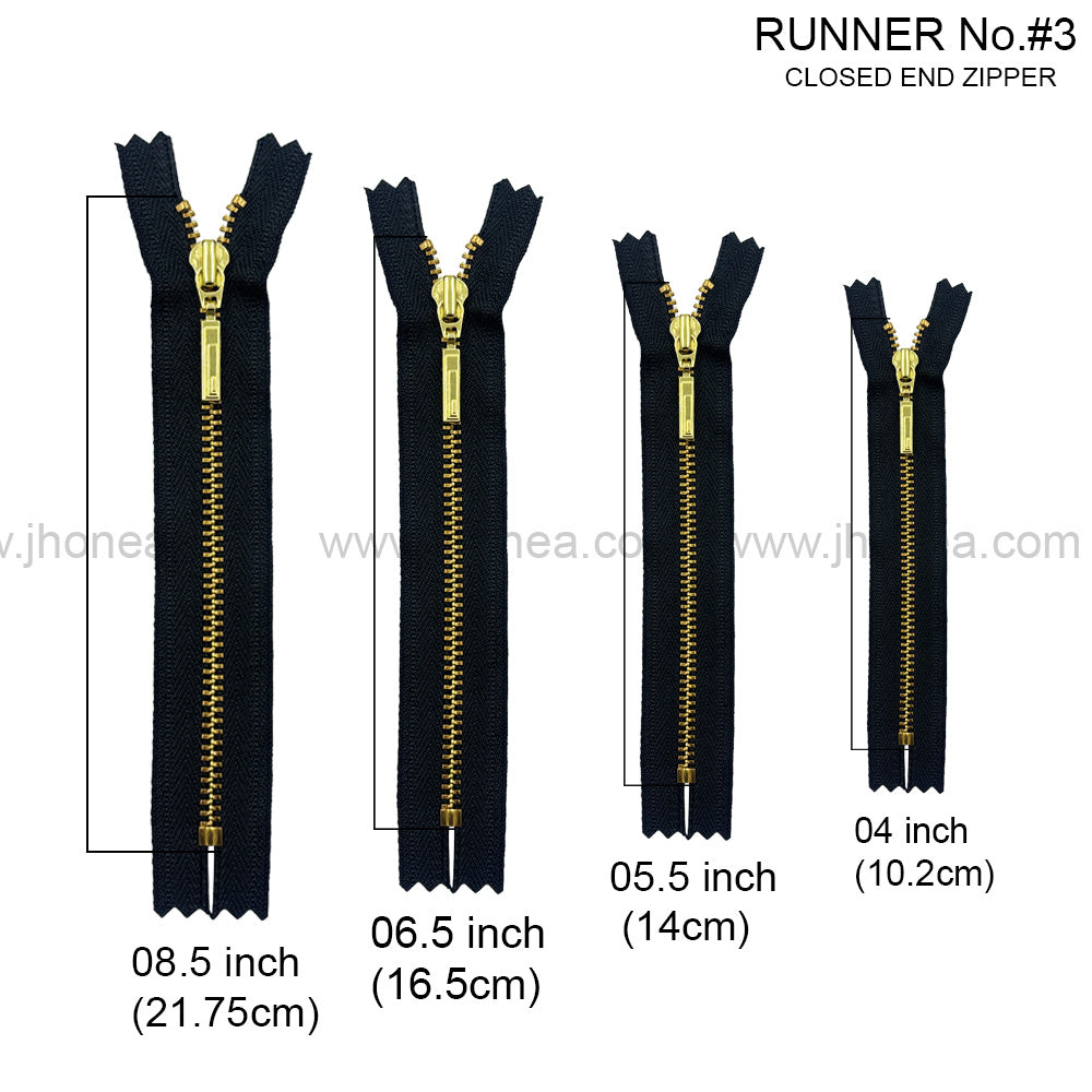 Premium #3 Number Gold Decorative YKK Metal Zipper for Hoodies & Jackets