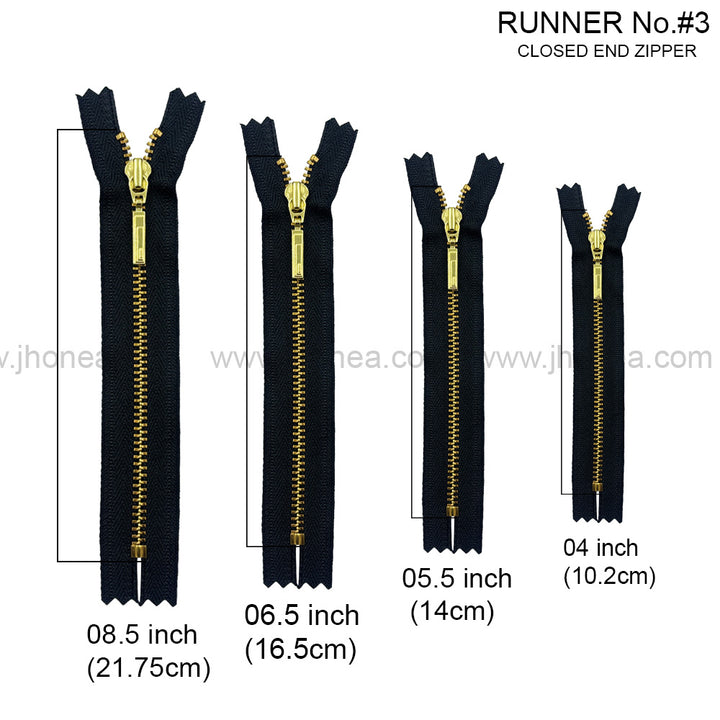 Premium #3 Number Gold Decorative YKK Metal Zipper for Hoodies & Jackets