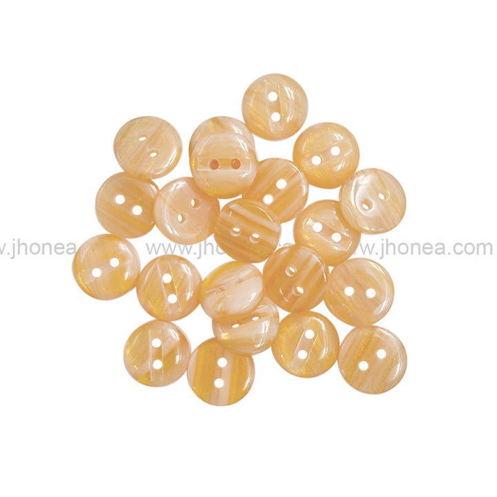 Smooth Pearlescent 2-Hole Amber Gold Poly Buttons for Clothing