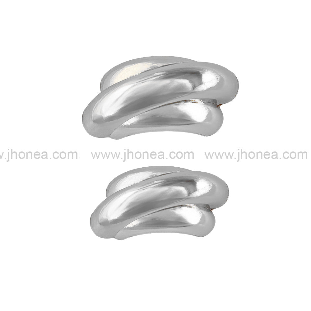 Designer Twisted Shape Shiny Silver Finish Dress Strap Buckle