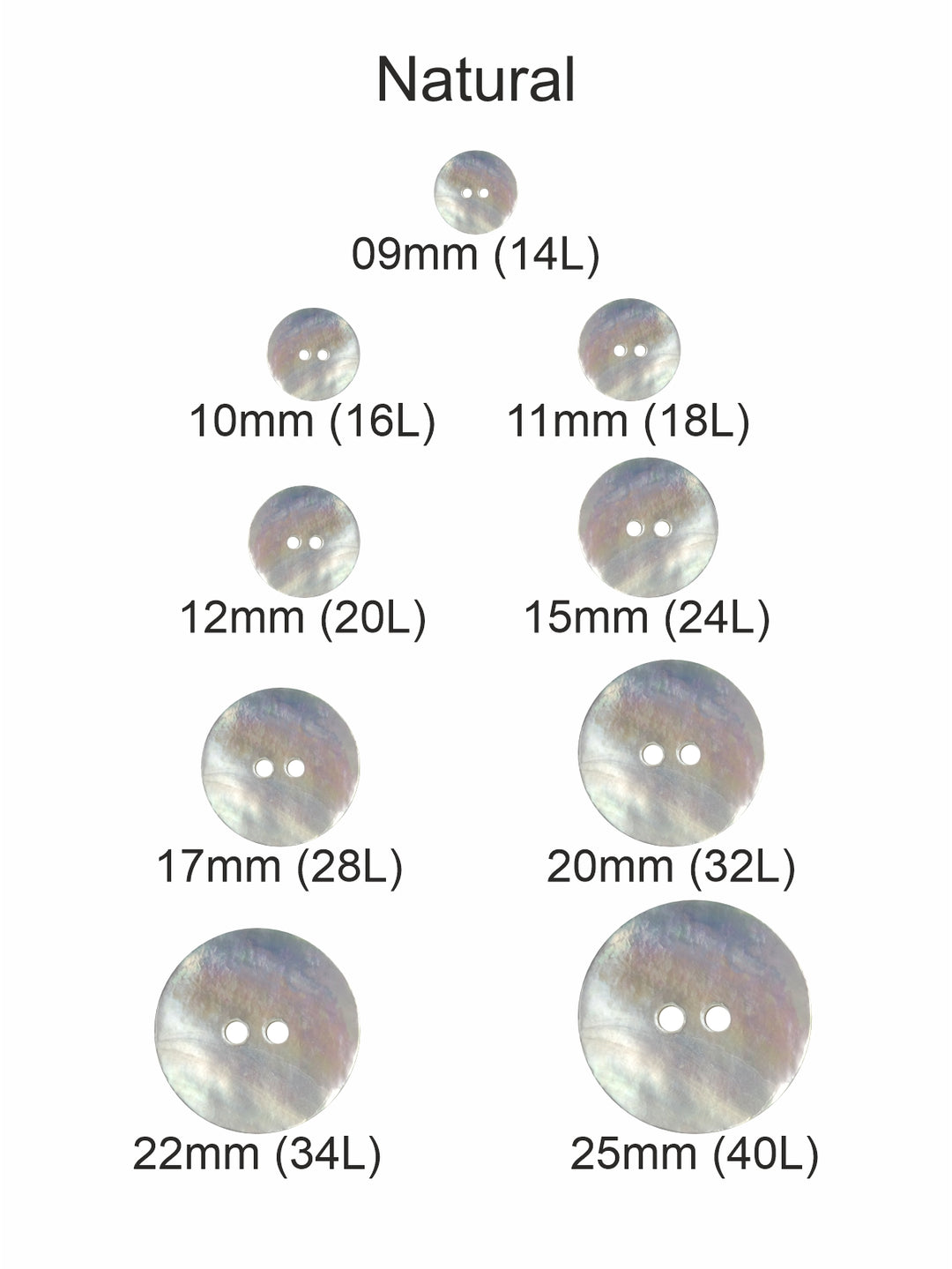 Round Shape 2-Hole Natural Colour Fancy Button