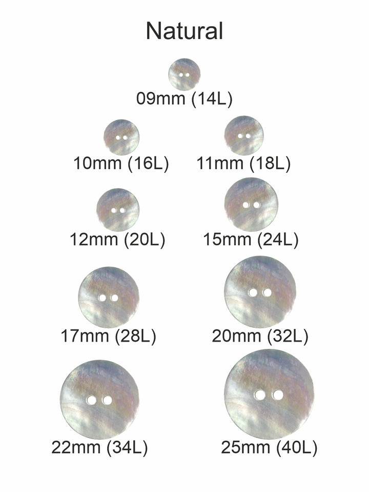 Round Shape 2-Hole Natural Colour Fancy Button