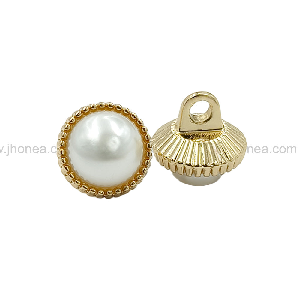 Shiny Gold Round Shape 10mm(16L) Pearl Metal Shank Button