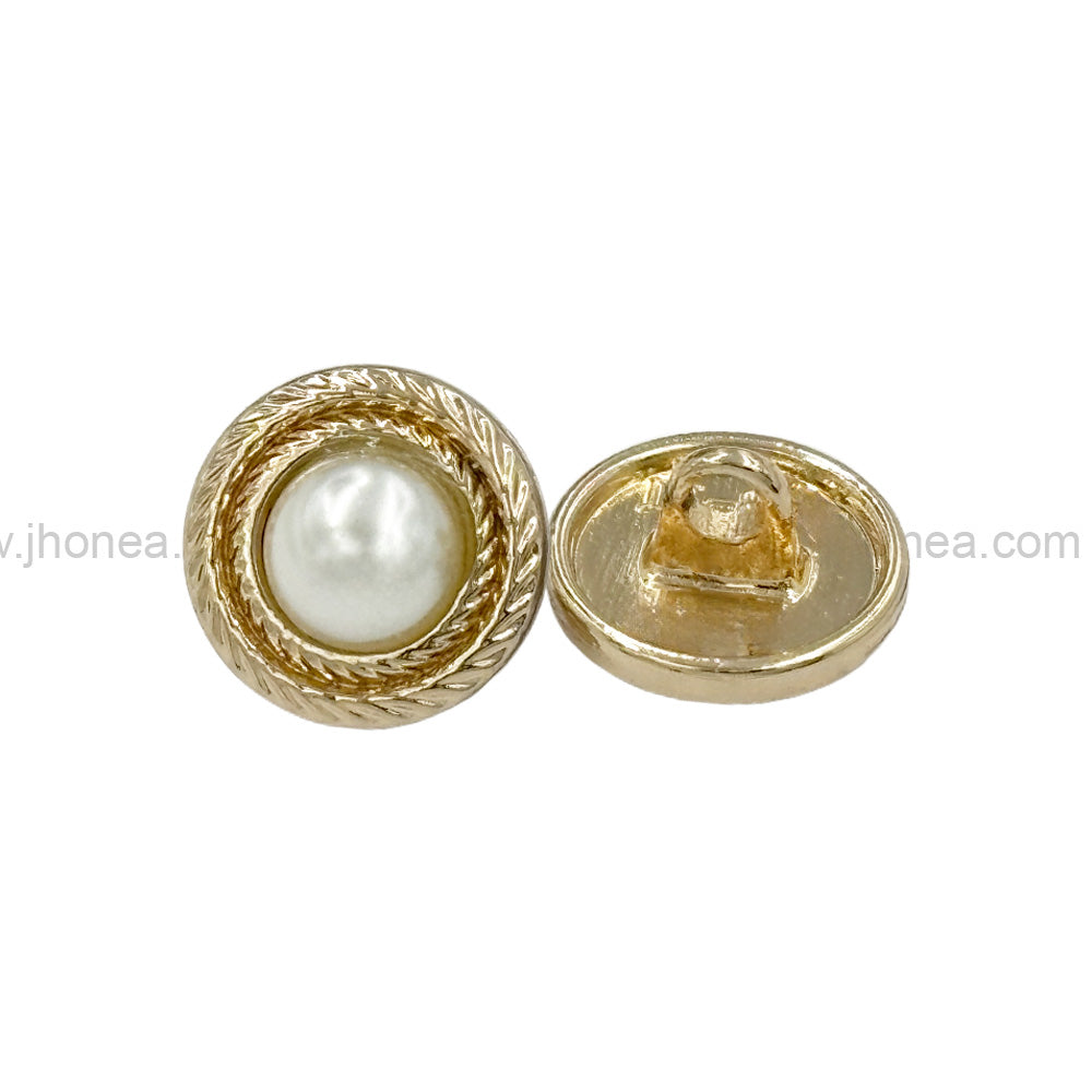 Round Shape Pearl Metal Button with Downhole Loop