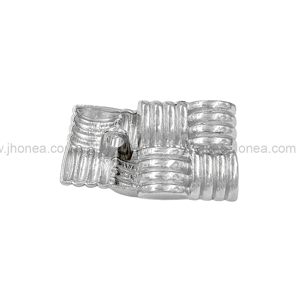 Eye-Catching Square Ribbed Design Shiny Finish Loop Shank Metal Button
