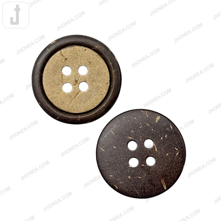 20mm Natural Smooth Finish 4-Hole Coco Shell Buttons
